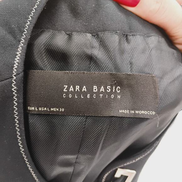 ZARA LONG dark blue vest open clasp contrast stitch long lined vest open front - Picture 12 of 12